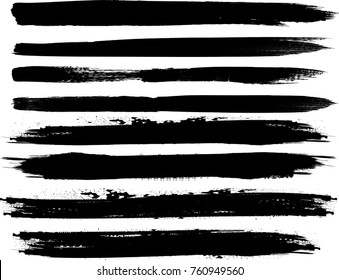 Edges Vector Set . Design Elements . Curved Grunge Borders , Dividers or Brush Strokes . Black wavy lines . stripes with  grunge effects