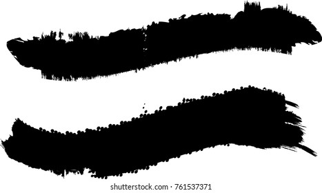 Edges Vector Set . Design Elements . Curved Grunge Borders , Dividers or Brush Strokes . Black wavy lines . stripes with  grunge effects