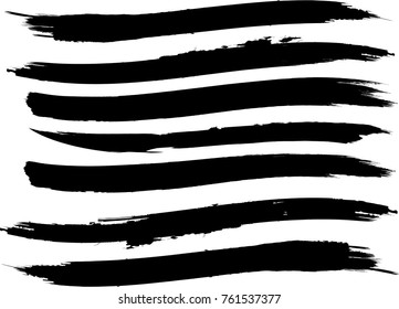 Edges Vector Set . Design Elements . Curved Grunge Borders , Dividers or Brush Strokes . Black wavy lines . stripes with  grunge effects
