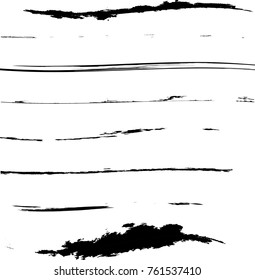 Edges Vector Set . Design Elements . Curved Grunge Borders , Dividers or Brush Strokes . Black wavy lines . stripes with  grunge effects