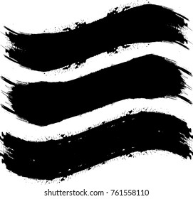 Edges Vector Set . Design Elements . Curved Grunge Borders , Dividers or Brush Strokes . Black wavy lines . stripes with  grunge effects