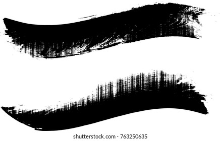 Edges Vector Set . Design Elements . Curved Grunge Borders , Dividers or Brush Strokes . Black wavy lines . stripes with  grunge effects