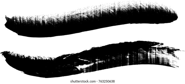 Edges Vector Set . Design Elements . Curved Grunge Borders , Dividers or Brush Strokes . Black wavy lines . stripes with  grunge effects