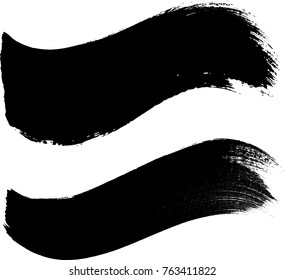 Edges Vector Set . Design Elements . Curved Grunge Borders , Dividers or Brush Strokes . Black wavy lines . stripes with  grunge effects