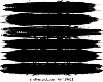 Edges Vector Set . Design Elements . Curved Grunge Borders , Dividers or Brush Strokes . Black bulge lines . stripes with  grunge effects