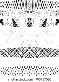 Edges Vector Set . Design Elements . Curved Grunge Borders , Dividers or Brush Strokes . Black wavy lines . stripes with  grunge effects