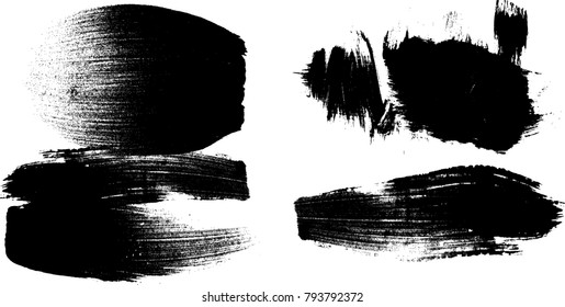Edges Vector Set . Design Elements . Curved Grunge Borders , Dividers or Brush Strokes . Black wavy lines . stripes with  grunge effects