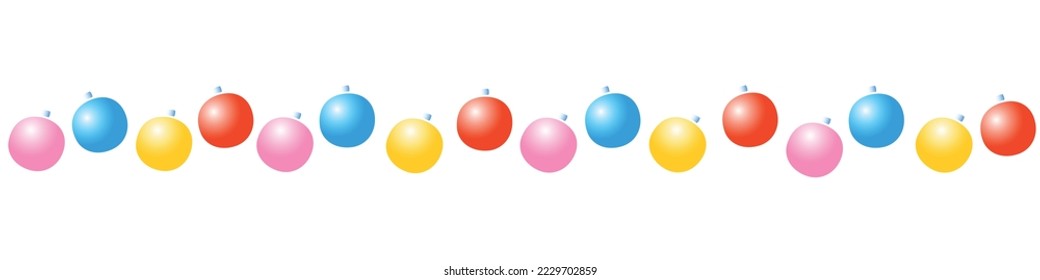 Borde, cinta, borde de bolas de árbol de Navidad. Patrón de vectores sin fisuras, adorno, elemento decorativo, decoración para Año Nuevo, diseño navideño