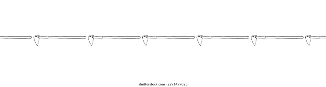 Borde, cinta, borde del borde del taladro, helicóptero. Equipamiento de jardinería. Ornamento simple de doodle, elemento decorativo, divisor sobre el tema de la jardinería, la agricultura, la agricultura