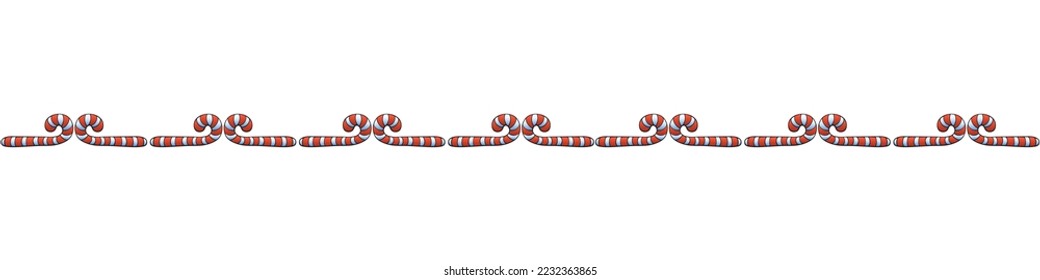 Borde, cinta, borde de caña de caramelo rojo. Patrón de vectores sin fisuras, adorno, elemento decorativo, decoración sobre el tema dulce Año Nuevo, Navidad
