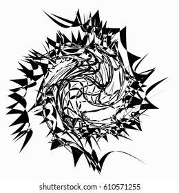 Edgy abstract geometric shape. Unusual distorted element. Geometric art