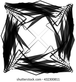 Edgy, angular monochrome geometric element. Abstract vector illustration.