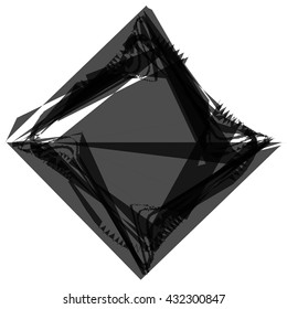 Edgy, angular monochrome geometric element. Abstract vector illustration.