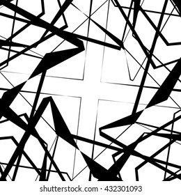 Edgy, angular monochrome geometric element. Abstract vector illustration.