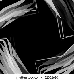 Edgy, angular monochrome geometric element. Abstract vector illustration.