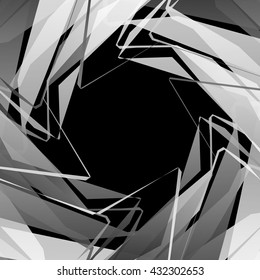 Edgy, angular monochrome geometric element. Abstract vector illustration.