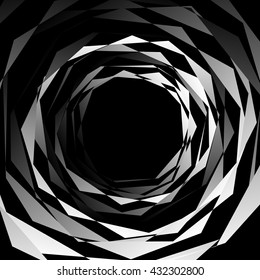 Edgy, angular monochrome geometric element. Abstract vector illustration.