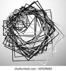 Edgy angular monochrome geometric illustration with intersecting random squares