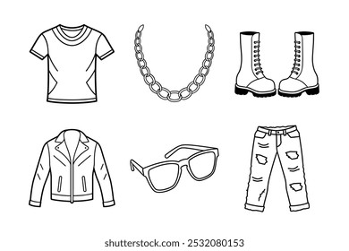 Edgy Fashion Vetor Line Art Bundle com vestuário da moda