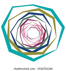 Edgy, geometric spiral, swirl, and twirl vector illustration