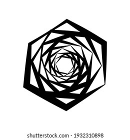 Edgy, geometric spiral, swirl, and twirl vector illustration