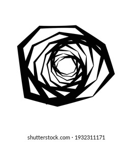 Edgy, geometric spiral, swirl, and twirl vector illustration