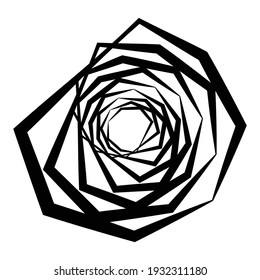 Edgy, geometric spiral, swirl, and twirl vector illustration