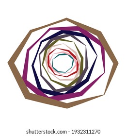 Edgy, geometric spiral, swirl, and twirl vector illustration