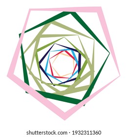 Edgy, geometric spiral, swirl, and twirl vector illustration