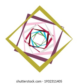 Edgy, geometric spiral, swirl, and twirl vector illustration