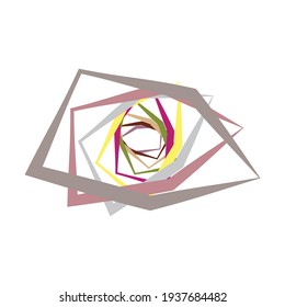 Edgy, geometric spiral, swirl, and twirl vector illustration