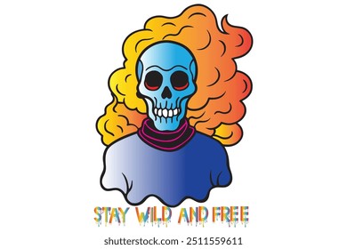 Edgy human head skulls T-shirt vector with bold details, perfect for rock, gothic, or Halloween-themed apparel and designs.