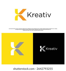 Edgy and modern K logo concept, bold lines with minimal elements, perfect for design-forward brands.