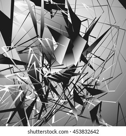 Edgy monochrome illustration with geometric shapes. Abstract geometric art.