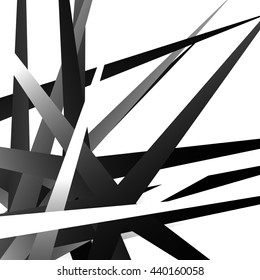  Edgy, pointed random overlapping shapes. Abstract art. Vector illustration.