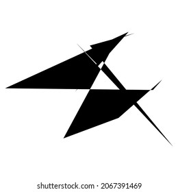 Edgy, ruptured, shatter, splinter shape, design element. Random geometric, angular abstract art