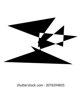 Edgy, ruptured, shatter, splinter shape, design element. Random geometric, angular abstract art