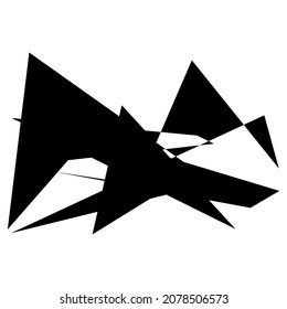 Edgy, rupturado, despedazado, escindido, elemento de diseño. Arte abstracto angular geométrico aleatorio