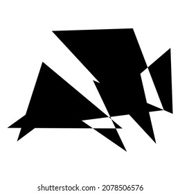 Edgy, ruptured, shatter, splinter shape, design element. Random geometric, angular abstract art