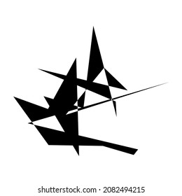 Edgy, ruptured, shatter, splinter shape, design element. Random geometric, angular abstract art