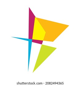 Edgy, ruptured, shatter, splinter shape, design element. Random geometric, angular abstract art