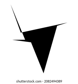 Edgy, ruptured, shatter, splinter shape, design element. Random geometric, angular abstract art