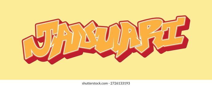 Tipografía "JANUARI" afilada y dentada. Letras negras de estilo graffiti agresivo para ropa de calle, carteles urbanos y planificadores digitales modernos. Arte vectorial de alta energía