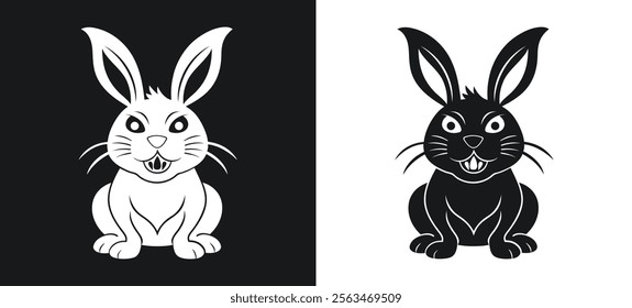 Edgy Silhouette of Angry Rabbit Artwork