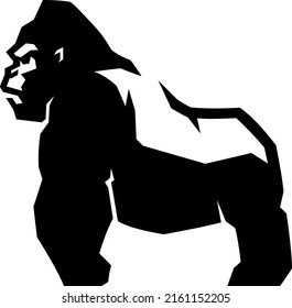 Edgy Simple Illustration Side View of Silver Gorilla Standing