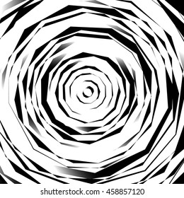 Edgy spirally texture. Abstract monochrome, geometric pattern.