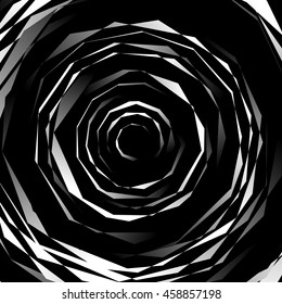 Edgy spirally texture. Abstract monochrome, geometric pattern.