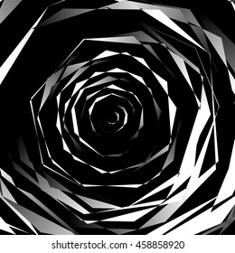 Edgy spirally texture. Abstract monochrome, geometric pattern.