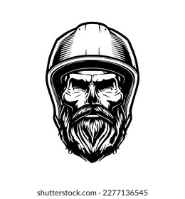 Edgy and stylish Hand drawn line art illustration of a chicano skull biker wearing a helmet, showcasing a unique fusion of tough and sophisticated