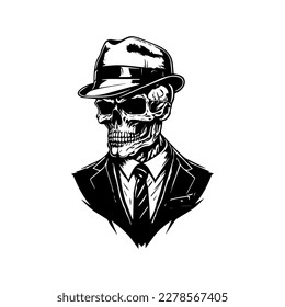 Edgy and stylish Hand drawn line art illustration of a chicano skull biker wearing a helmet, showcasing a unique fusion of tough and sophisticated